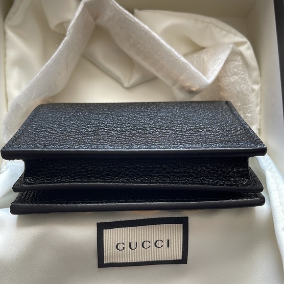 GUCCI Zumi Horsebit Grainy Black Leather Wristlet Card Case Wallet Made in Italy - Picture 12 of 16